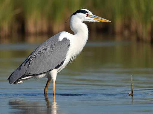 A guest photo of a majestic white-faced heron fishing in a wetland.